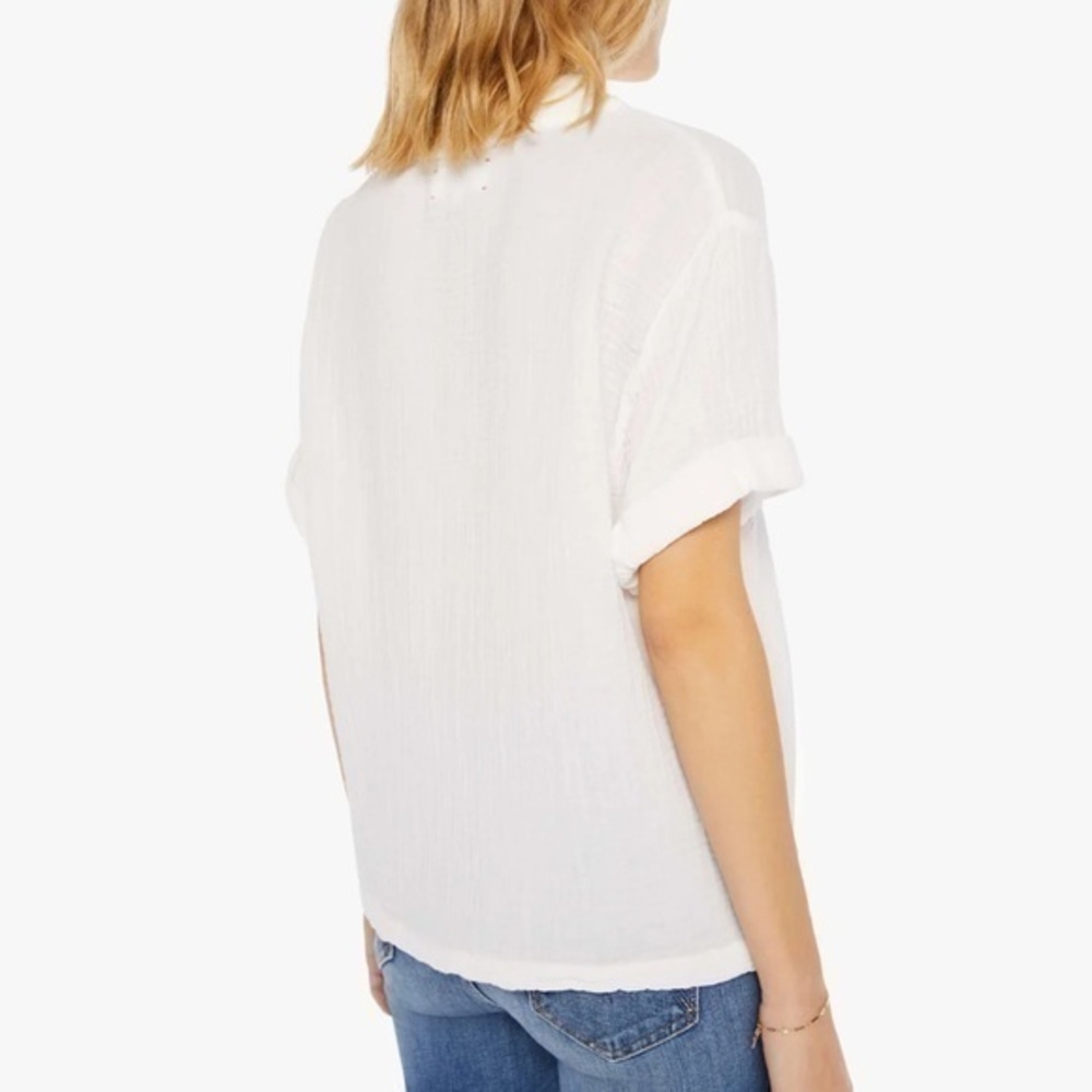 Xirena Avery White Cotton Gauze‎ Short Sleeve Casual Top - Picture 2 of 14